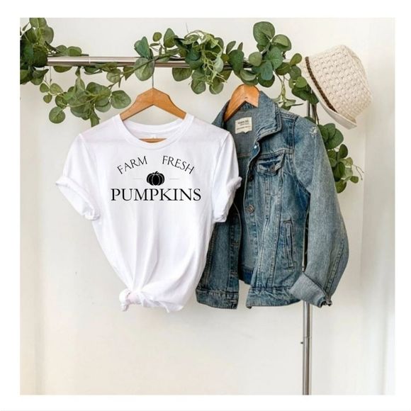 Pumpkin Short Sleeve Tee | Halloween Fall T-Shirt | Farm Fresh Seasonal Crewneck - Picture 3 of 5